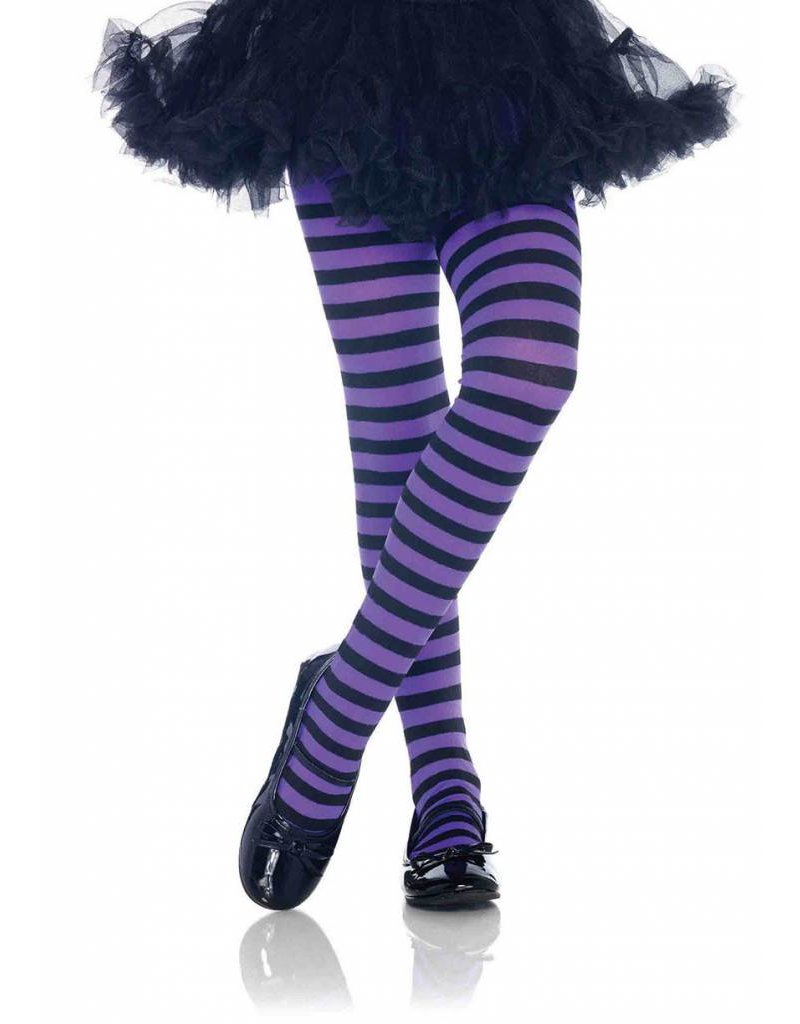 Purple & Black Striped Pantyhose Medium (Child Size)