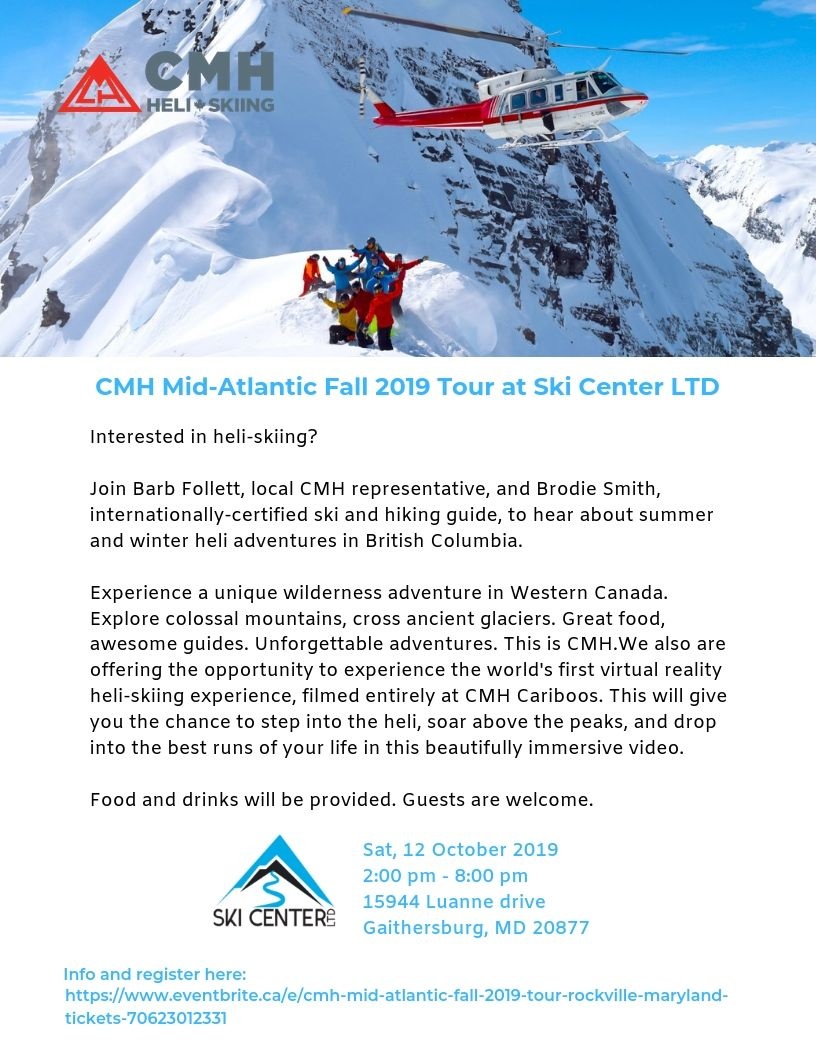 CMH Heli Skiing Fall 2019 Tour