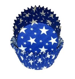 Blue with White Stars Baking Cups (30-35ct)