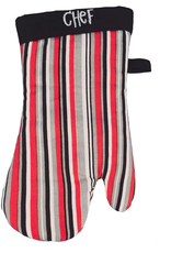 Chef in Training 3pc Childrens Apron Set (Black Red White Stripe)