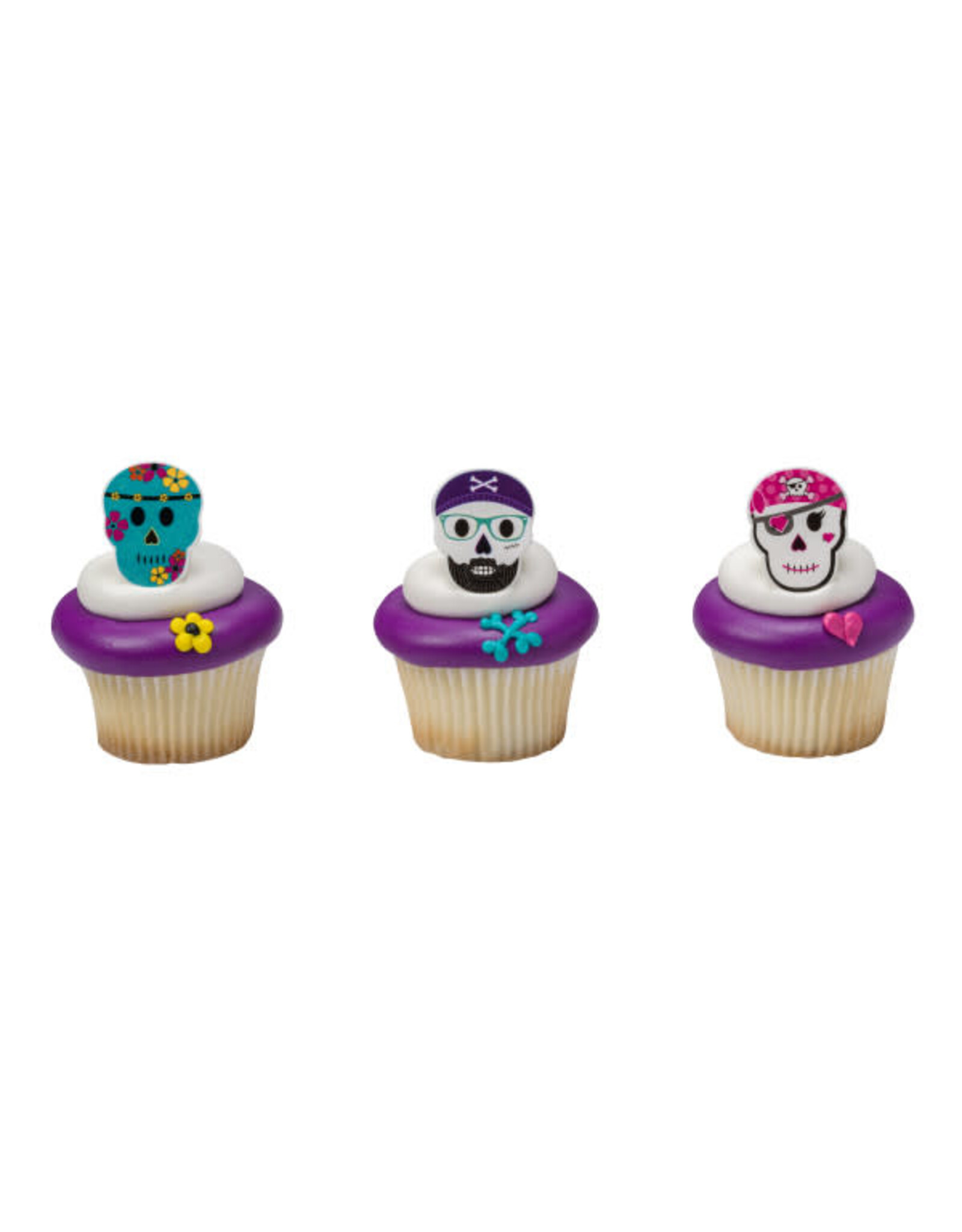 Skull Characters Cupcake Rings (12/ct)