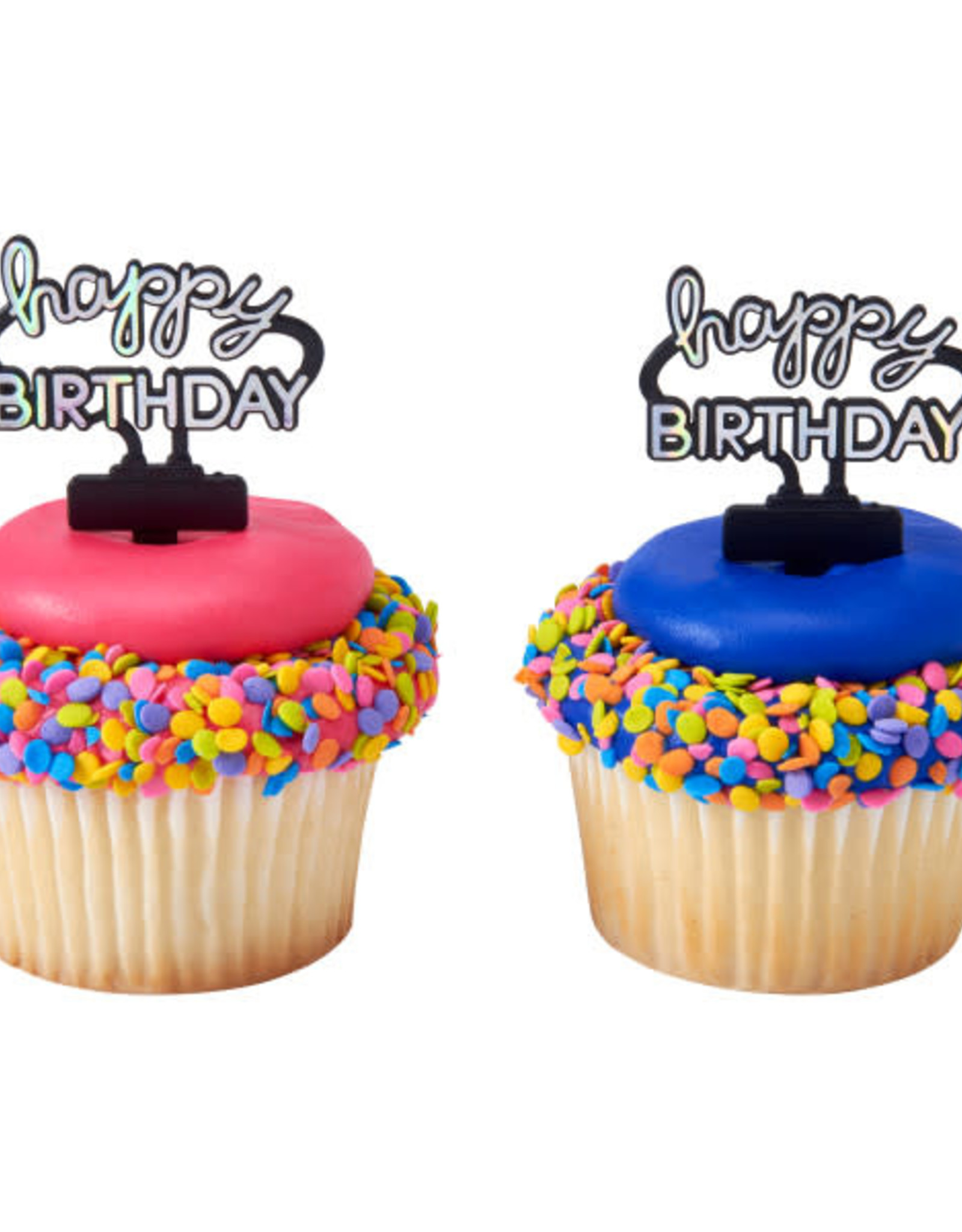 Happy Birthday Neon Sign Cupcake Picks (12/pkg)