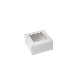 6 x 6 x 3 White Bakery Box with Window