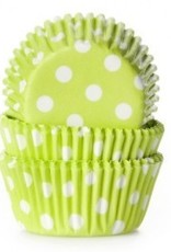 Lime Green/White Polka Dot Mini Baking Cups