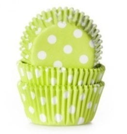 Lime Green/White Polka Dot Mini Baking Cups