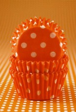 Orange Polka Dot Baking Cups Mini (40-50ct)