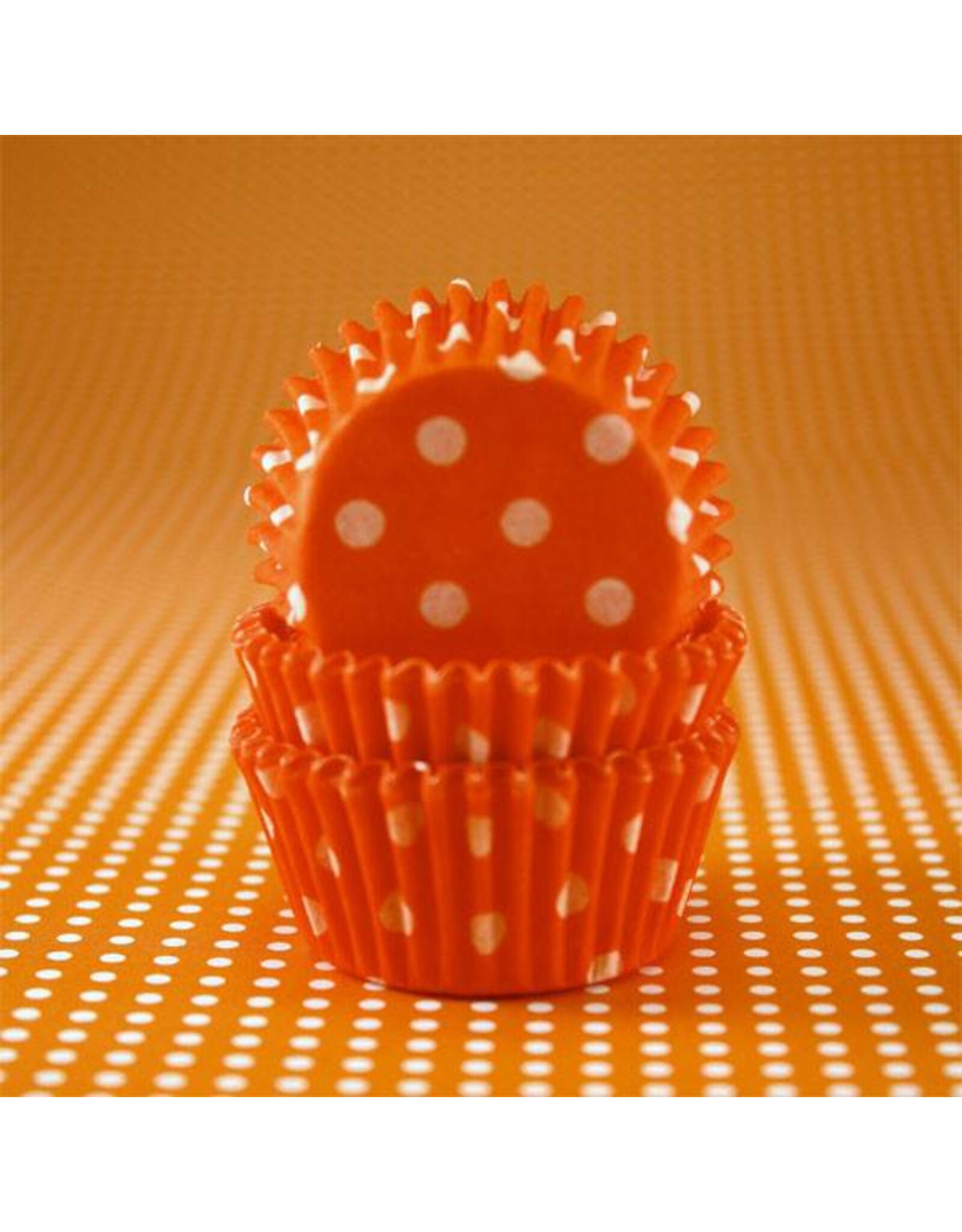 Orange Polka Dot Baking Cups Mini (40-50ct)