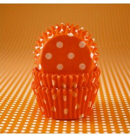 Orange Polka Dot Baking Cups Mini (40-50ct)