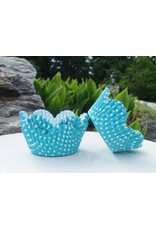 Turquoise Dot Flower Baking Cups