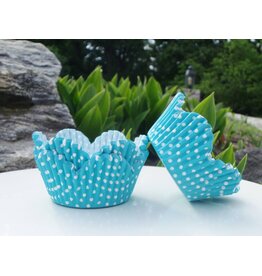 Turquoise Dot Flower Baking Cups