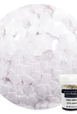 Square Edible Glitter Flakes - White (.25oz)