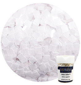 Square Edible Glitter Flakes - White (.25oz)