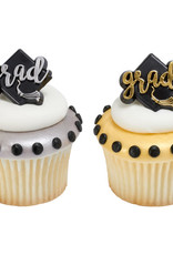 Decopac Grad Hat with Foil Cupcake Rings (12/pkg)