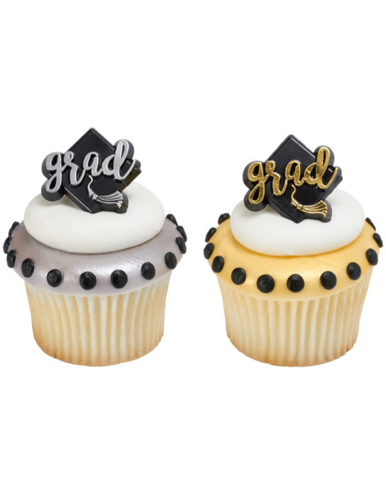 Grad Hat with Foil Cupcake Rings (12/pkg)