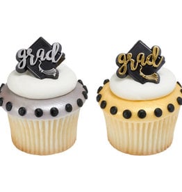 Grad Hat with Foil Cupcake Rings (12/pkg)