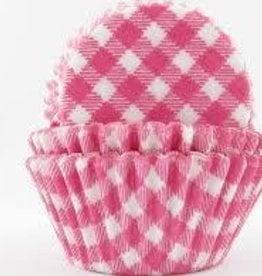 Hot Pink Gingham Baking Cups Mini (40-50ct)
