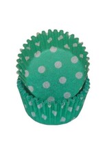 Green Polka Dot Baking Cups Mini (40-50ct)