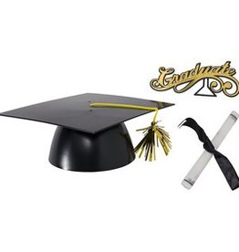 3 pc Graduation Mega Hat with Diploma and Layon