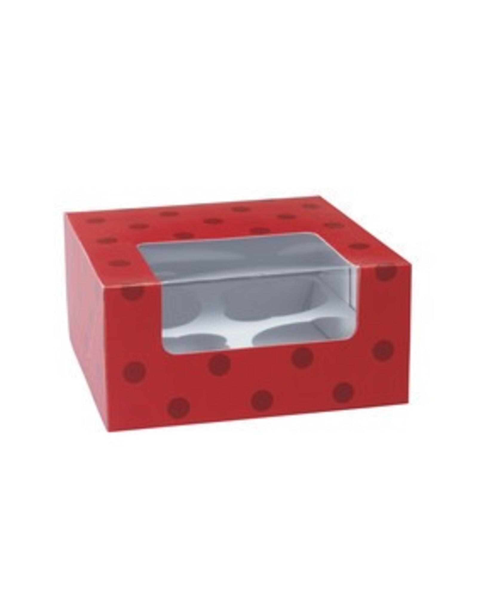 Red Dot Cupcake Box (Holds 4)