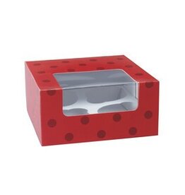 Red Dot Cupcake Box (Holds 4)