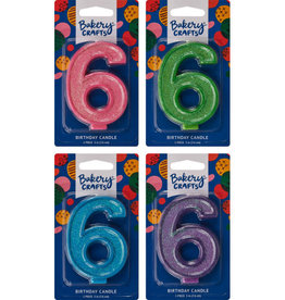 Numeral Glitter Candle " 6"