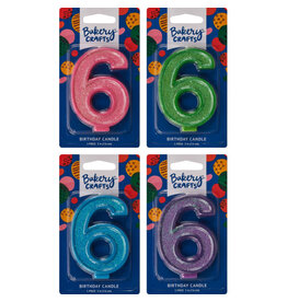 Numeral Glitter Candle " 6"