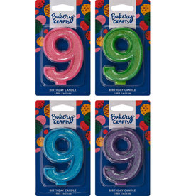 Numeral Glitter Candle "9"