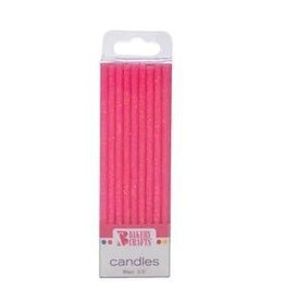 Slim Glitter Candles (Pink) 24ct