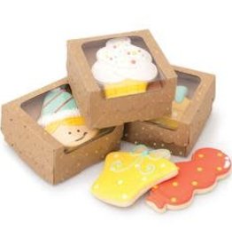 Sweet Sugarbelle Single Cookie Box (Kraft/Gold Dot) 4ct