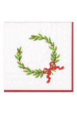 Christmas Laurel Wreath with Initial "A" Beverage Napkin (20ct)