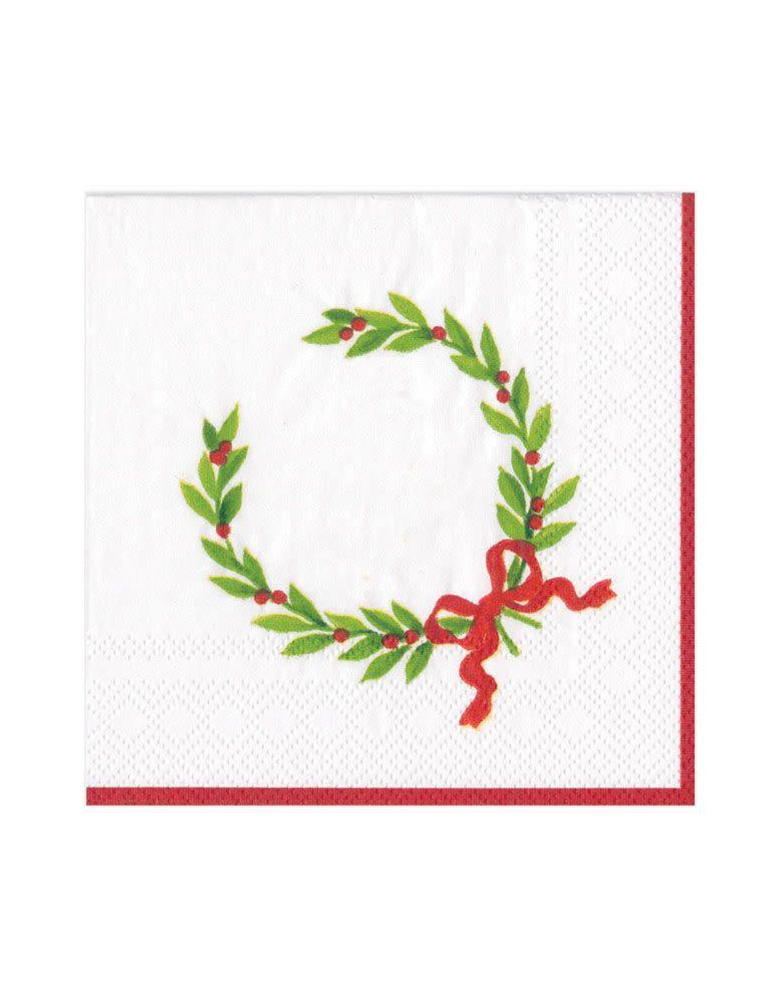 Christmas Laurel Wreath with Initial "A" Beverage Napkin (20ct)
