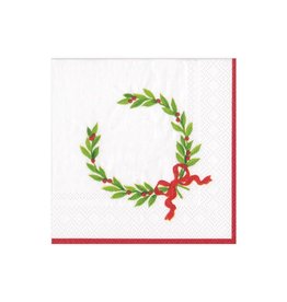 Christmas Laurel Wreath with Initial "E" Beverage Napkin (20ct)