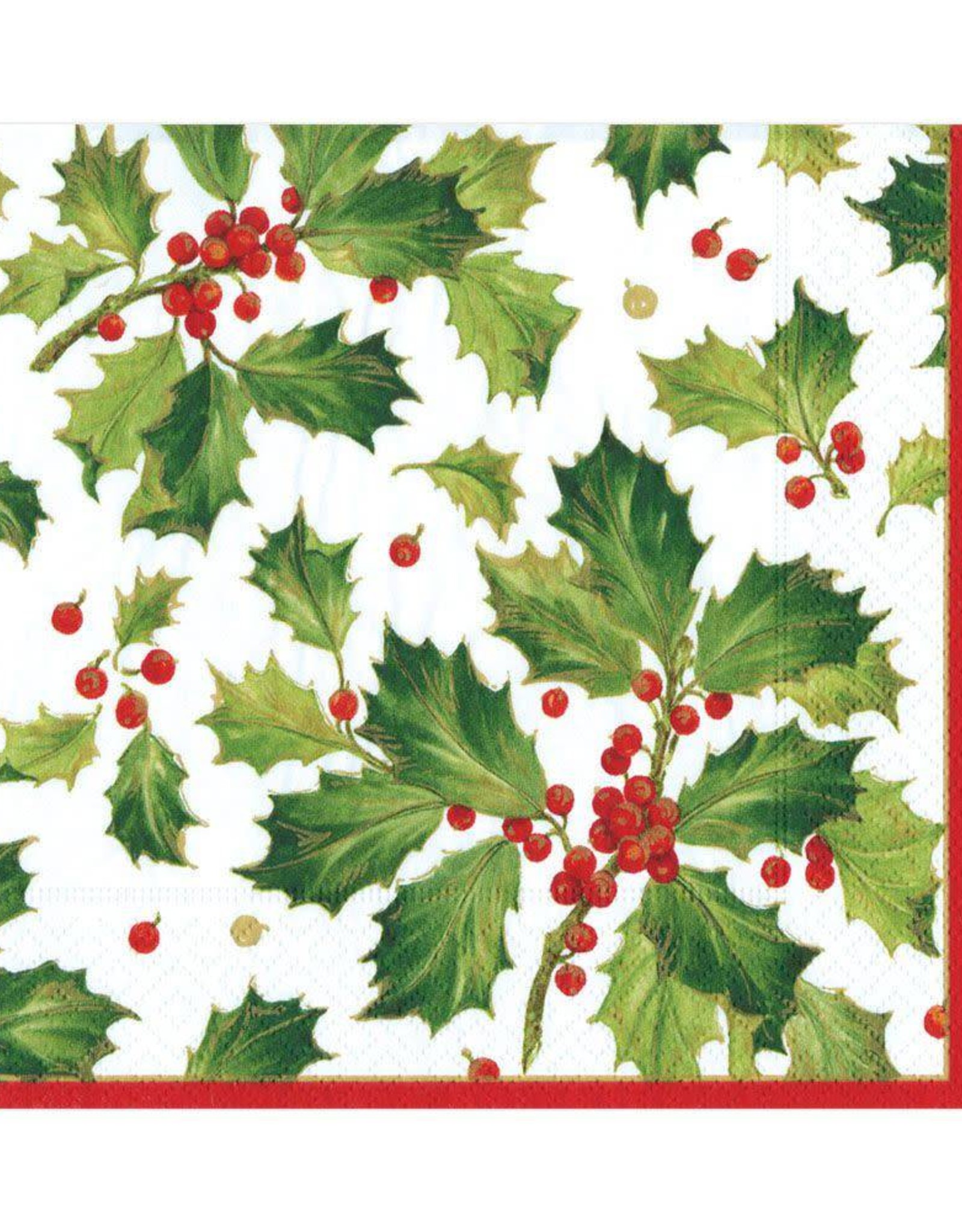 Gilded Holly White Luncheon Napkin(20 ct)