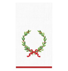 Christmas Laurel Wreath with Initial "H" Guest Towel (15 ct)