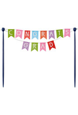 "Congrats Grad" Colorful Banner Cake Topper