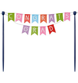 "Congrats Grad" Colorful Banner Cake Topper