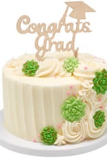 "Congrats Grad" Wood Cake Topper Pick