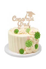 "Congrats Grad" Wood Cake Topper Pick