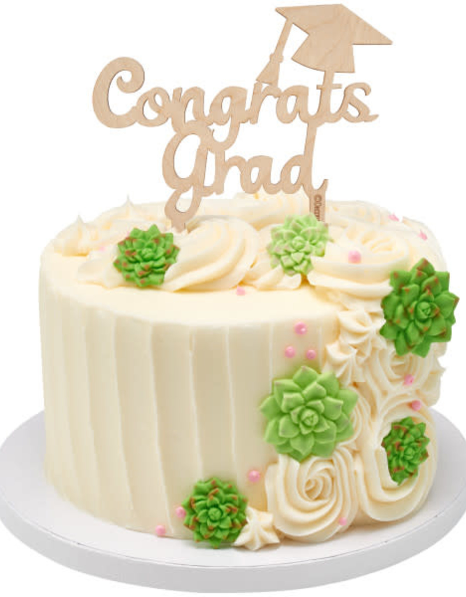 "Congrats Grad" Wood Cake Topper Pick