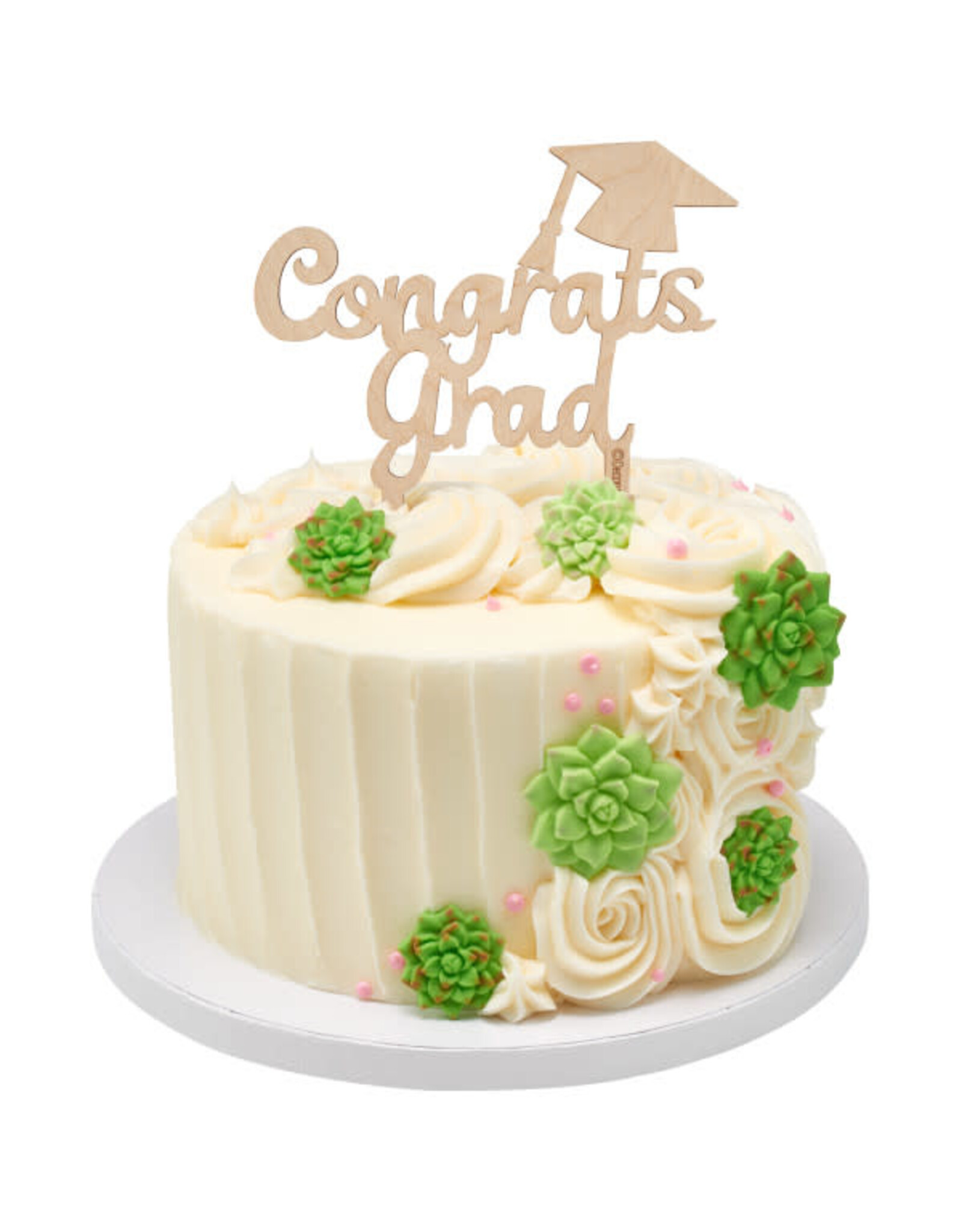 "Congrats Grad" Wood Cake Topper Pick