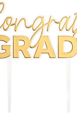 "Congrats Grad" Gold Cake Topper Pick