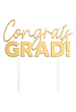 "Congrats Grad" Gold Cake Topper Pick