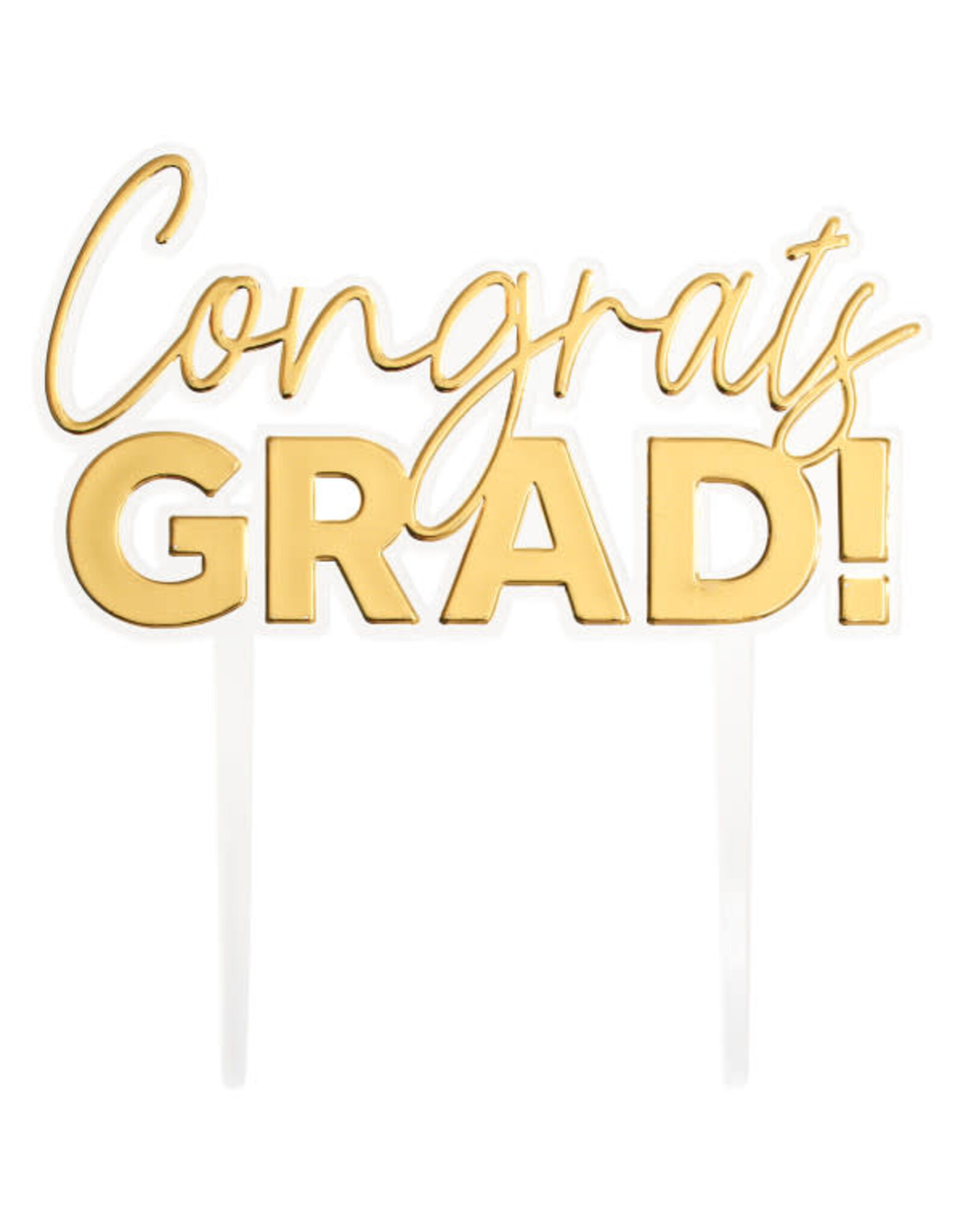 "Congrats Grad" Gold Cake Topper Pick