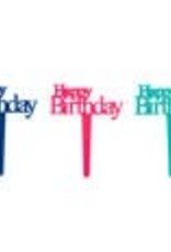 Happy Birthday Script Cupcake Picks(teal, navy, pink) 12/pkg