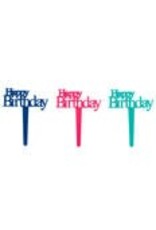 Happy Birthday Script Cupcake Picks(teal, navy, pink) 12/pkg