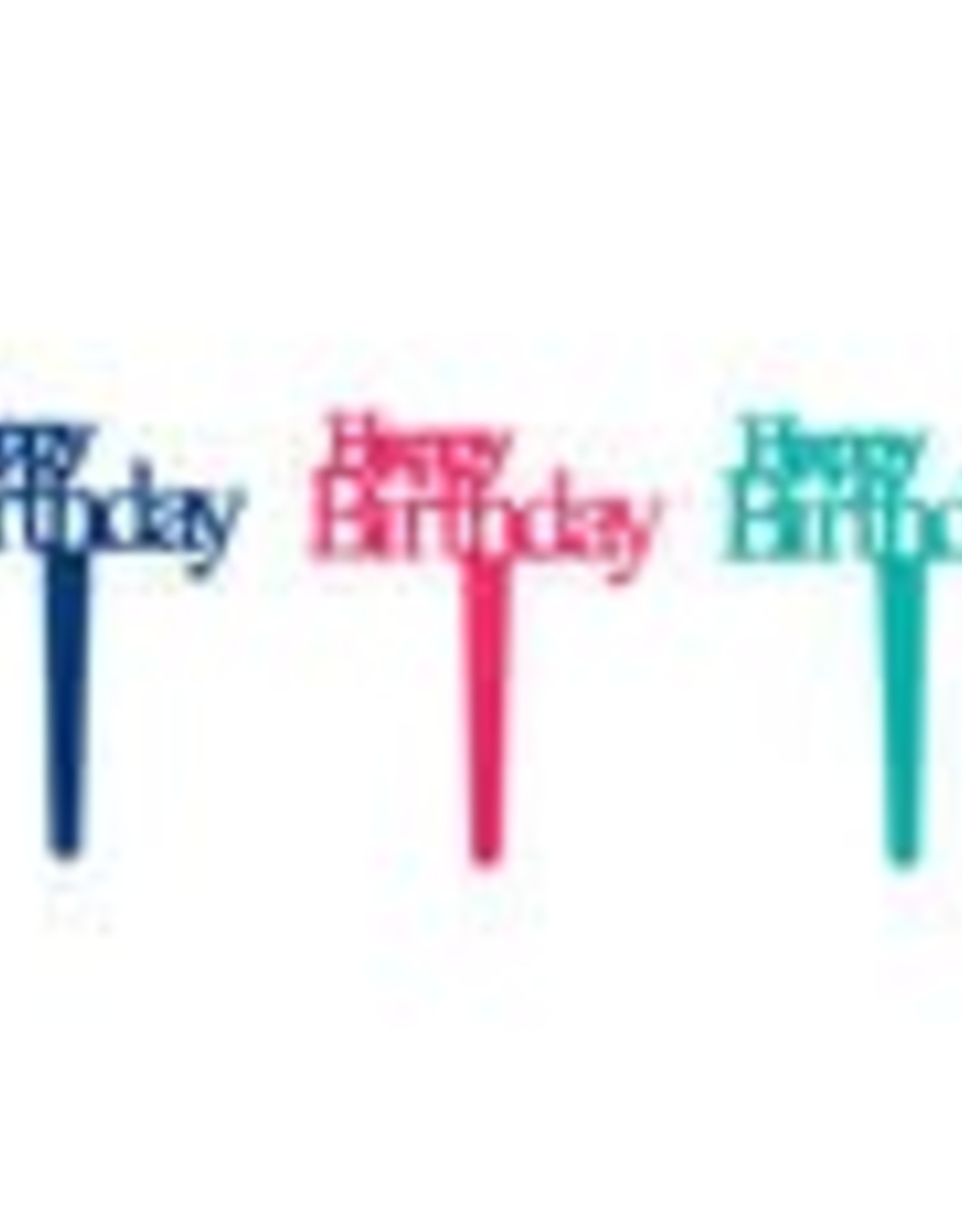 Happy Birthday Script Cupcake Picks(teal, navy, pink) 12/pkg