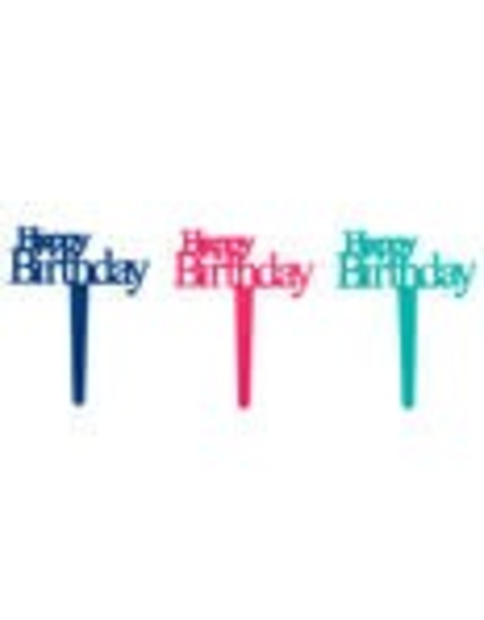 Happy Birthday Script Cupcake Picks(teal, navy, pink) 12/pkg