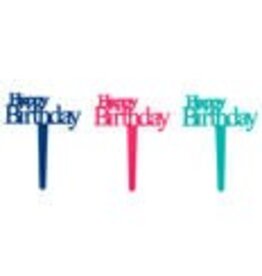 Happy Birthday Script Cupcake Picks(teal, navy, pink) 12/pkg
