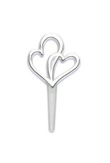 Double Hearts Cupcake Picks - Silver (12/pkg)