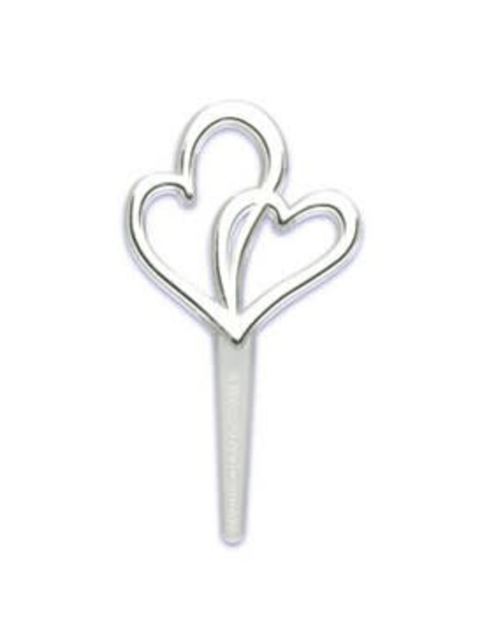 Double Hearts Cupcake Picks - Silver (12/pkg)